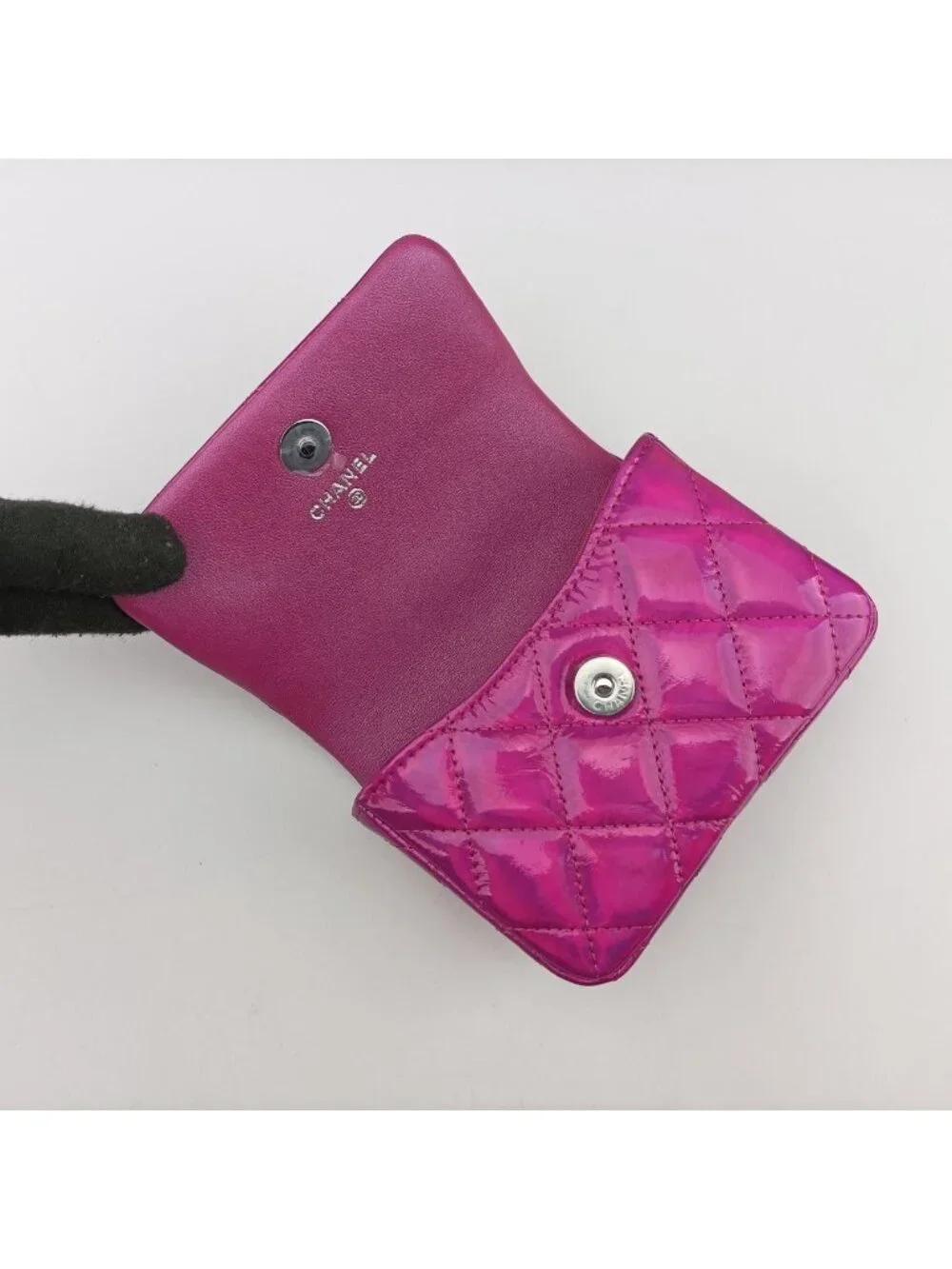 Chanel Quilted CC Logo Years Rose Red Patent
